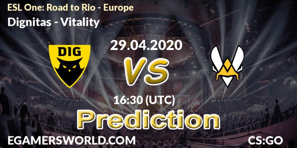 Dignitas vs Vitality: Match Prediction. 29.04.2020 at 16:35, Counter-Strike (CS2), ESL One: Road to Rio - Europe