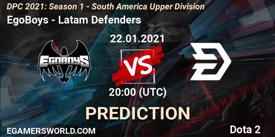 EgoBoys vs Latam Defenders: Match Prediction. 22.01.2021 at 20:00, Dota 2, DPC 2021: Season 1 - South America Upper Division