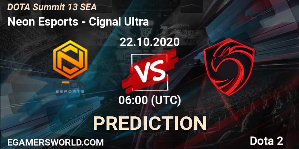 Neon Esports vs Cignal Ultra: Match Prediction. 22.10.2020 at 06:03, Dota 2, DOTA Summit 13: SEA