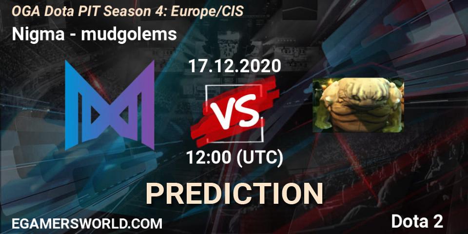 Nigma vs mudgolems: Match Prediction. 17.12.2020 at 11:59, Dota 2, OGA Dota PIT Season 4: Europe/CIS