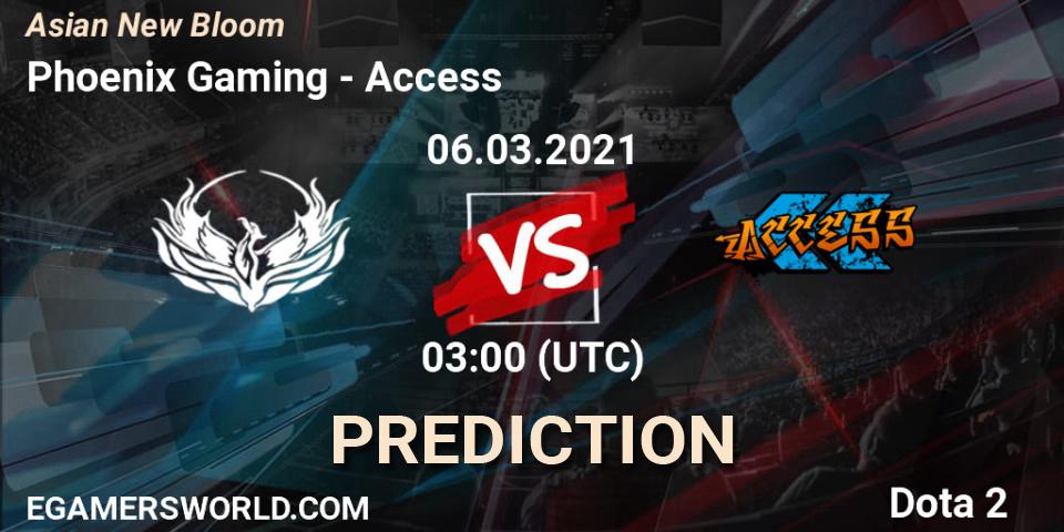 Phoenix Gaming vs Access: Match Prediction. 06.03.2021 at 03:15, Dota 2, Asian New Bloom