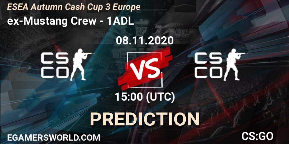 ex-Mustang Crew vs 1ADL: Match Prediction. 08.11.2020 at 15:00, Counter-Strike (CS2), ESEA Autumn Cash Cup 3 Europe