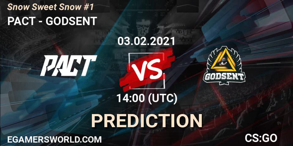 PACT vs GODSENT: Match Prediction. 03.02.2021 at 14:25, Counter-Strike (CS2), Snow Sweet Snow #1