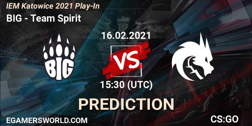 BIG vs Team Spirit: Match Prediction. 16.02.2021 at 15:30, Counter-Strike (CS2), IEM Katowice 2021 Play-In