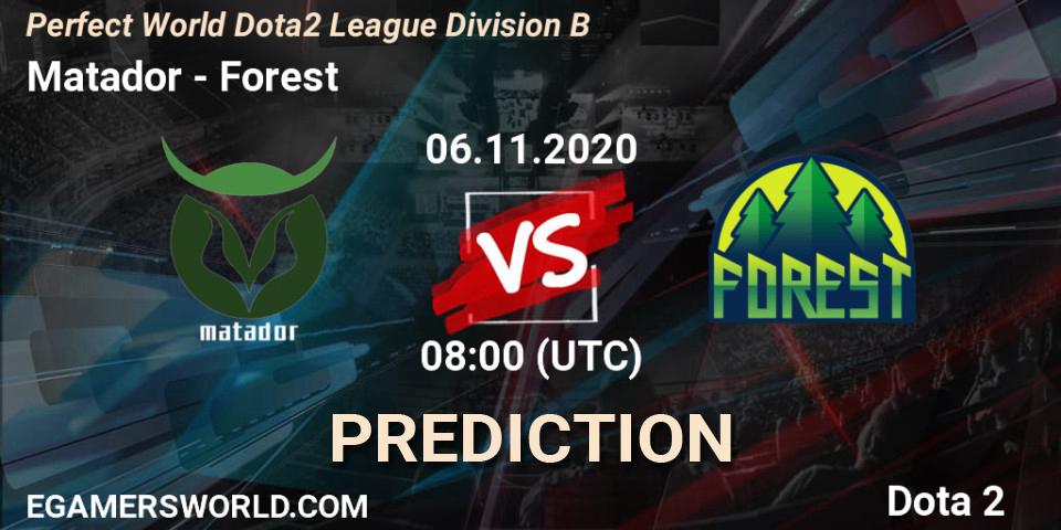 Matador vs Forest: Match Prediction. 06.11.2020 at 06:52, Dota 2, Perfect World Dota2 League Division B