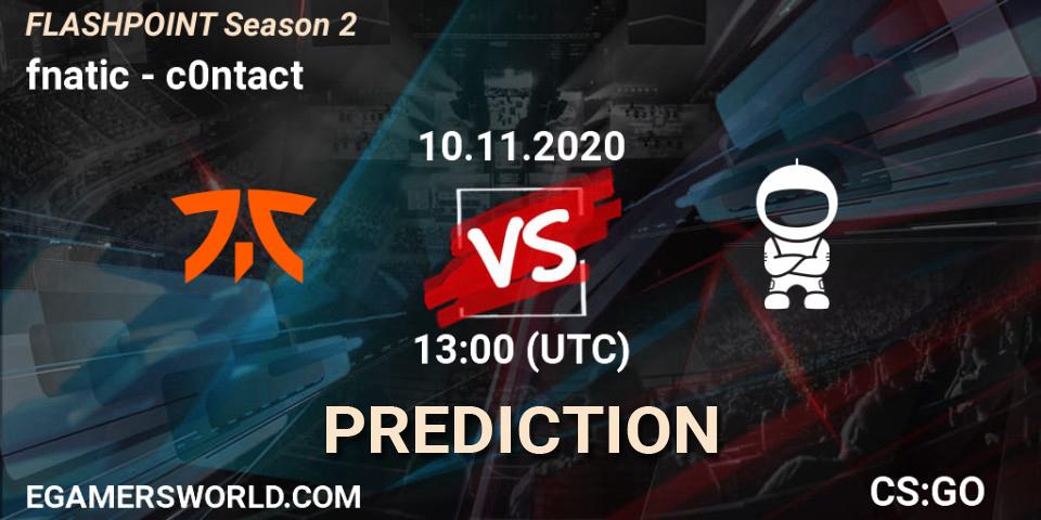 fnatic vs c0ntact: Match Prediction. 11.11.2020 at 16:00, Counter-Strike (CS2), Flashpoint Season 2