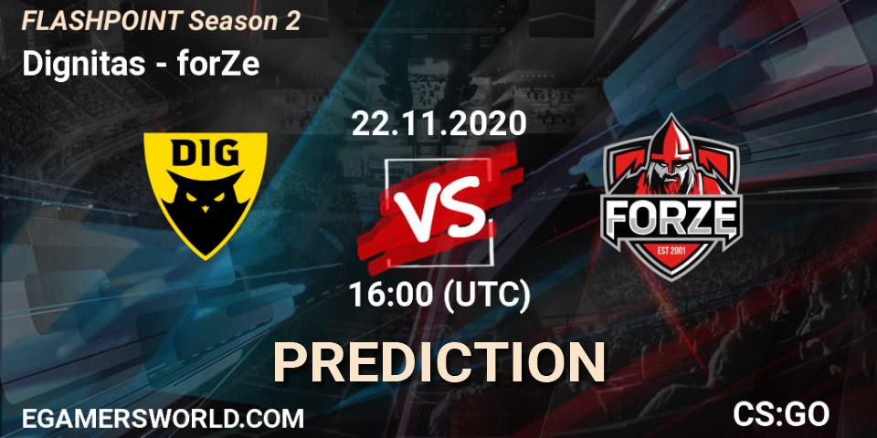 Dignitas vs forZe: Match Prediction. 22.11.2020 at 13:00, Counter-Strike (CS2), Flashpoint Season 2