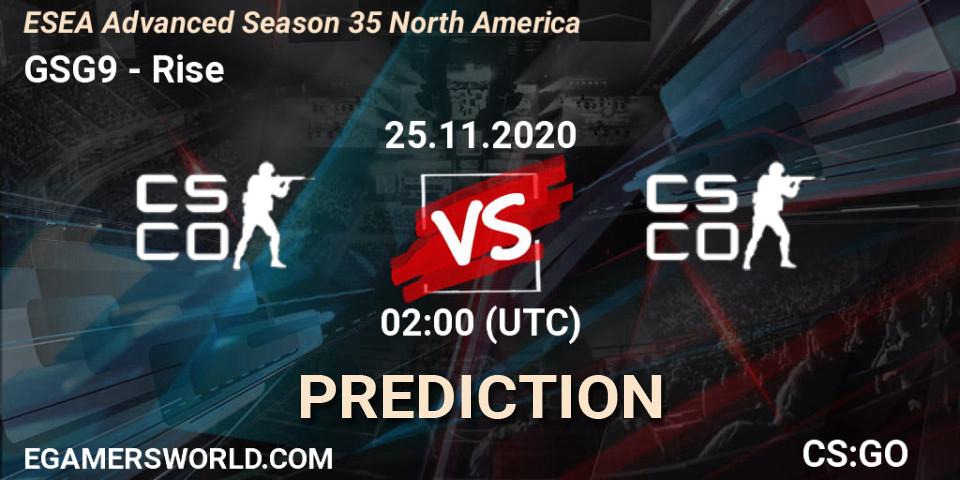 GSG9 vs Rise: Match Prediction. 25.11.2020 at 02:00, Counter-Strike (CS2), ESEA Advanced Season 35 North America