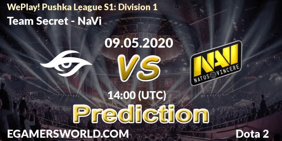 Team Secret vs NaVi: Match Prediction. 09.05.2020 at 13:45, Dota 2, WePlay! Pushka League S1: Division 1