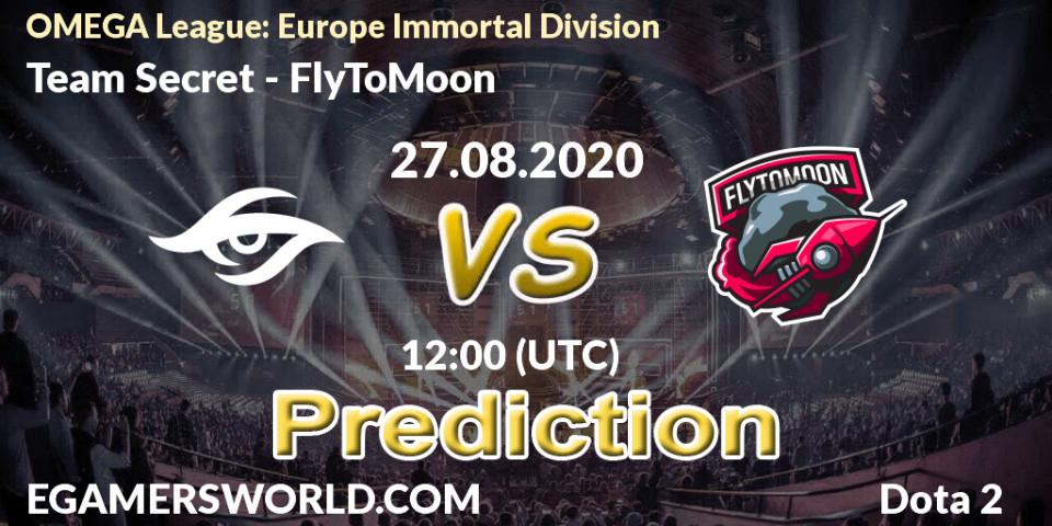 Team Secret vs FlyToMoon: Match Prediction. 27.08.20, Dota 2, OMEGA League: Europe Immortal Division