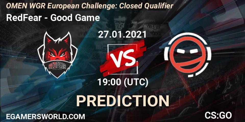 RedFear vs Good Game: Match Prediction. 27.01.2021 at 19:40, Counter-Strike (CS2), OMEN WGR European Challenge: Closed Qualifier