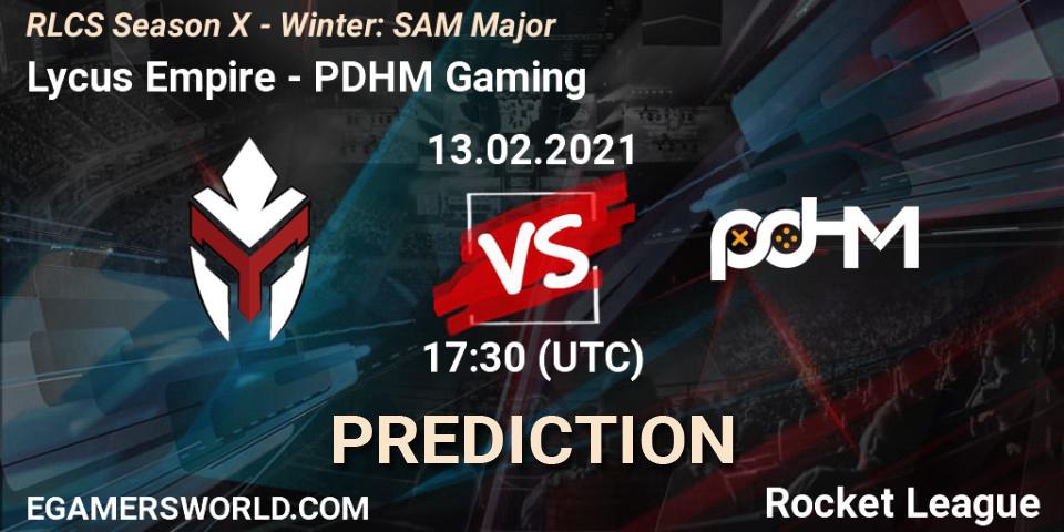 Lycus Empire vs PDHM Gaming: Match Prediction. 13.02.2021 at 17:30, Rocket League, RLCS Season X - Winter: SAM Major