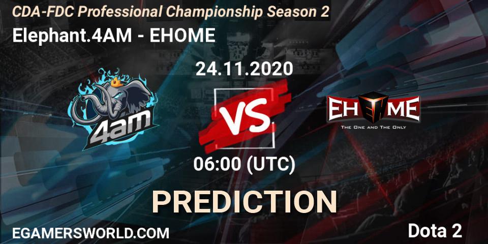 Elephant.4AM vs EHOME: Match Prediction. 24.11.2020 at 06:06, Dota 2, CDA-FDC Professional Championship Season 2