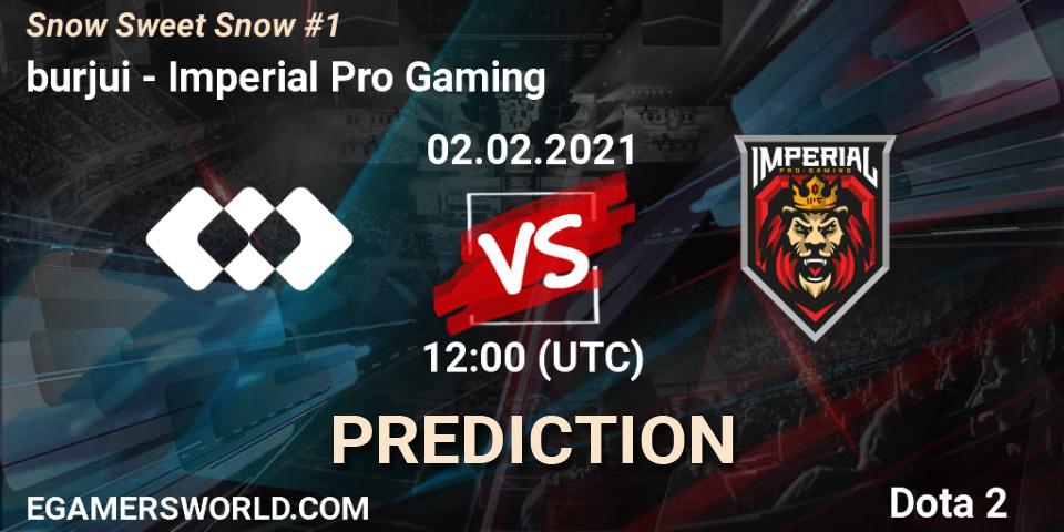 burjui vs Imperial Pro Gaming: Match Prediction. 02.02.21, Dota 2, Snow Sweet Snow #1
