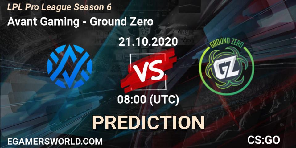 Avant Gaming vs Ground Zero: Match Prediction. 21.10.20, CS2 (CS:GO), LPL Pro League Season 6