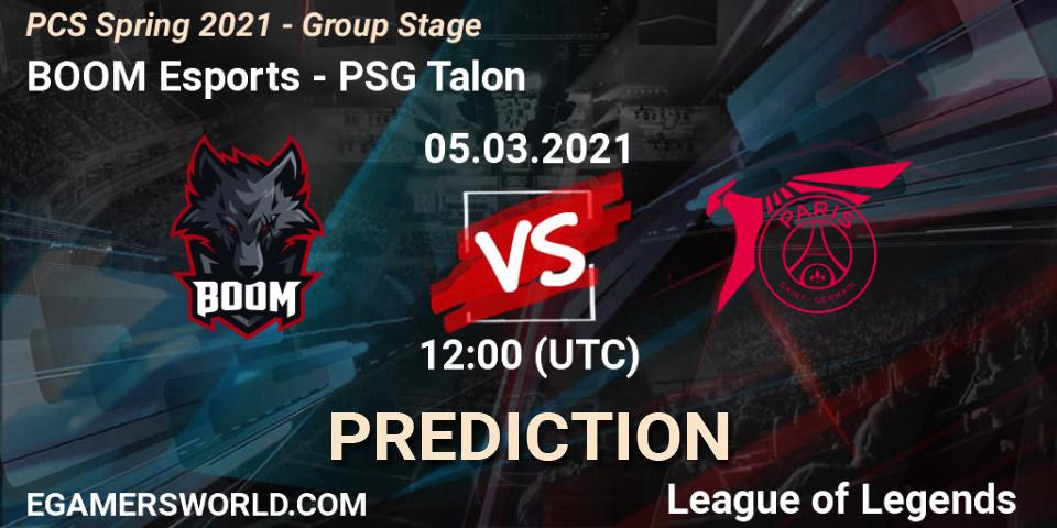 BOOM Esports vs PSG Talon: Match Prediction. 05.03.2021 at 12:00, LoL, PCS Spring 2021 - Group Stage