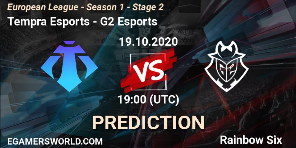 Tempra Esports vs G2 Esports: Match Prediction. 19.10.2020 at 19:00, Rainbow Six, European League - Season 1 - Stage 2