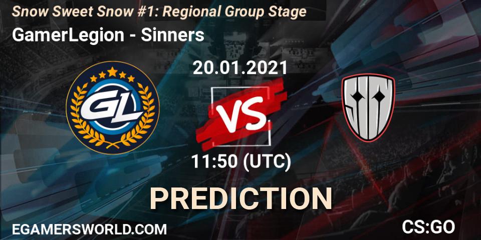 GamerLegion vs Sinners: Match Prediction. 20.01.2021 at 11:50, Counter-Strike (CS2), Snow Sweet Snow #1: Regional Group Stage