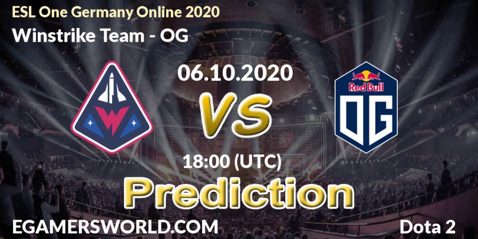 Winstrike Team vs OG: Match Prediction. 06.10.2020 at 18:35, Dota 2, ESL One Germany 2020 Online