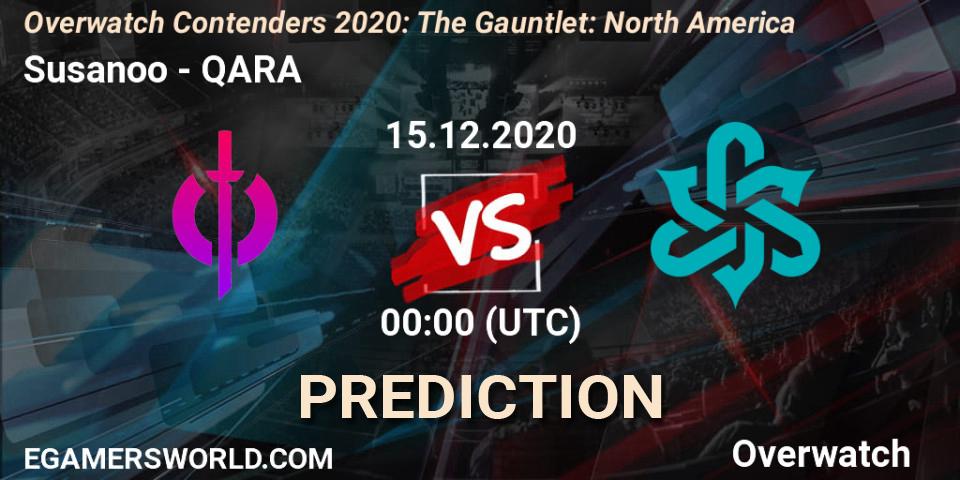 Susanoo vs QARA: Match Prediction. 15.12.2020 at 00:00, Overwatch, Overwatch Contenders 2020: The Gauntlet: North America
