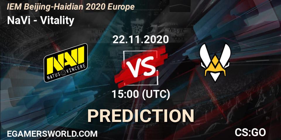 NaVi vs Vitality: Match Prediction. 22.11.2020 at 15:00, Counter-Strike (CS2), IEM Beijing-Haidian 2020 Europe