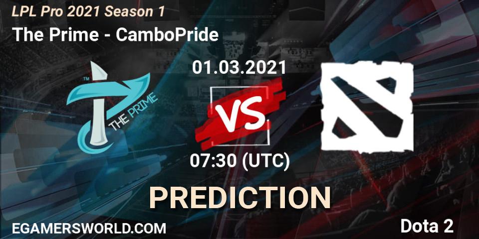 The Prime vs CamboPride: Match Prediction. 01.03.2021 at 07:35, Dota 2, LPL Pro 2021 Season 1
