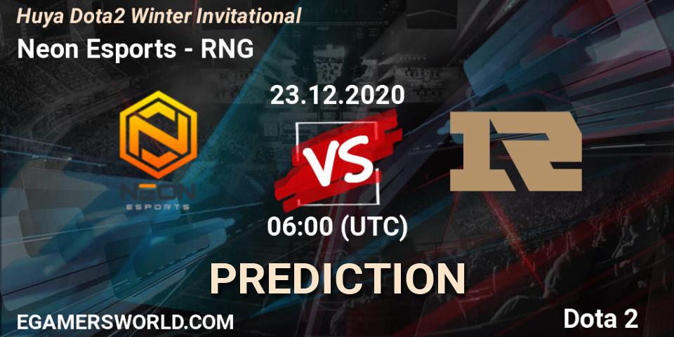 Neon Esports vs RNG: Match Prediction. 23.12.2020 at 05:39, Dota 2, Huya Dota2 Winter Invitational