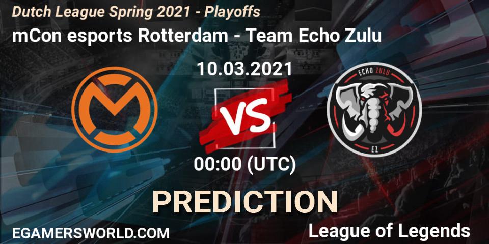 mCon esports Rotterdam vs Team Echo Zulu: Match Prediction. 10.03.2021 at 18:00, LoL, Dutch League Spring 2021 - Playoffs