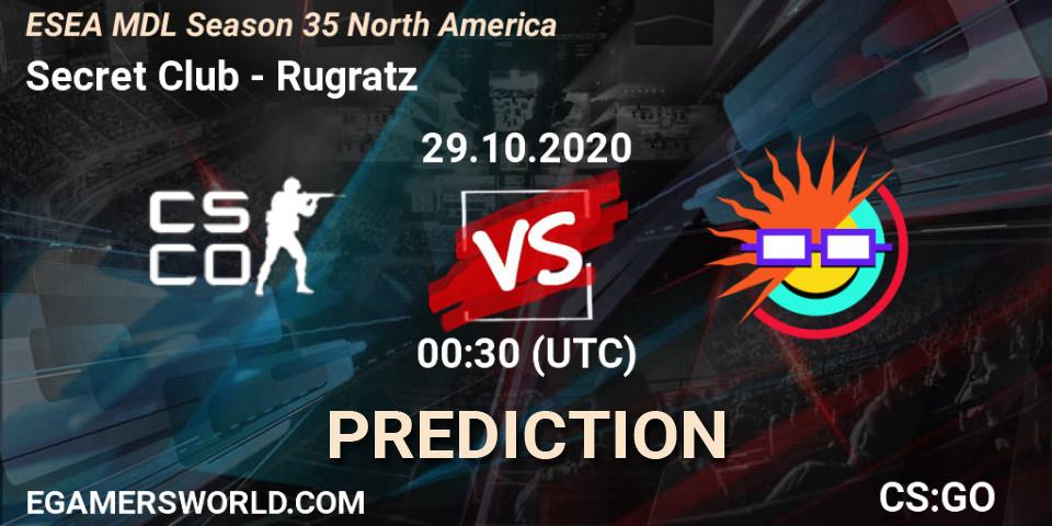 Secret Club vs Rugratz: Match Prediction. 29.10.20, CS2 (CS:GO), ESEA MDL Season 35 North America