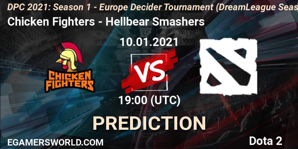 Chicken Fighters vs Hellbear Smashers: Match Prediction. 10.01.2021 at 19:03, Dota 2, DPC 2021: Season 1 - Europe Decider Tournament (DreamLeague Season 14)