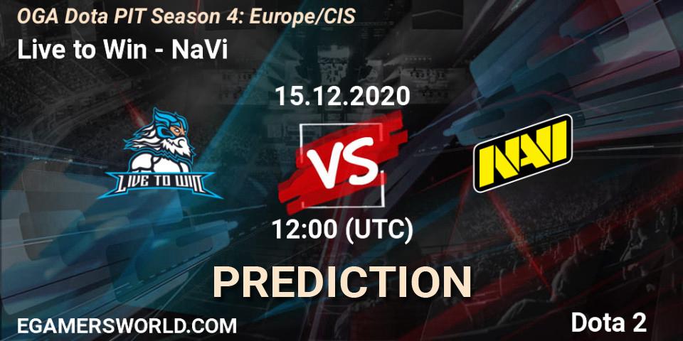 Live to Win vs NaVi: Match Prediction. 15.12.2020 at 12:21, Dota 2, OGA Dota PIT Season 4: Europe/CIS