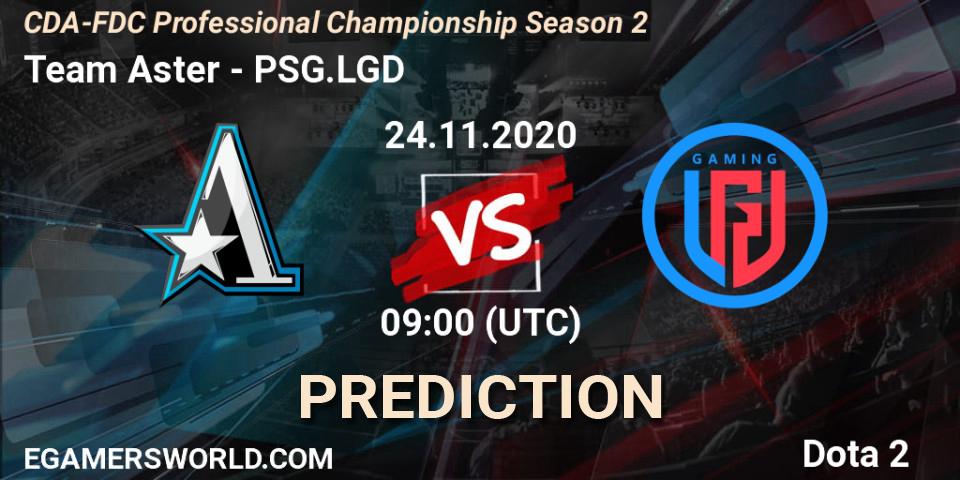 Team Aster vs PSG.LGD: Match Prediction. 24.11.2020 at 08:21, Dota 2, CDA-FDC Professional Championship Season 2