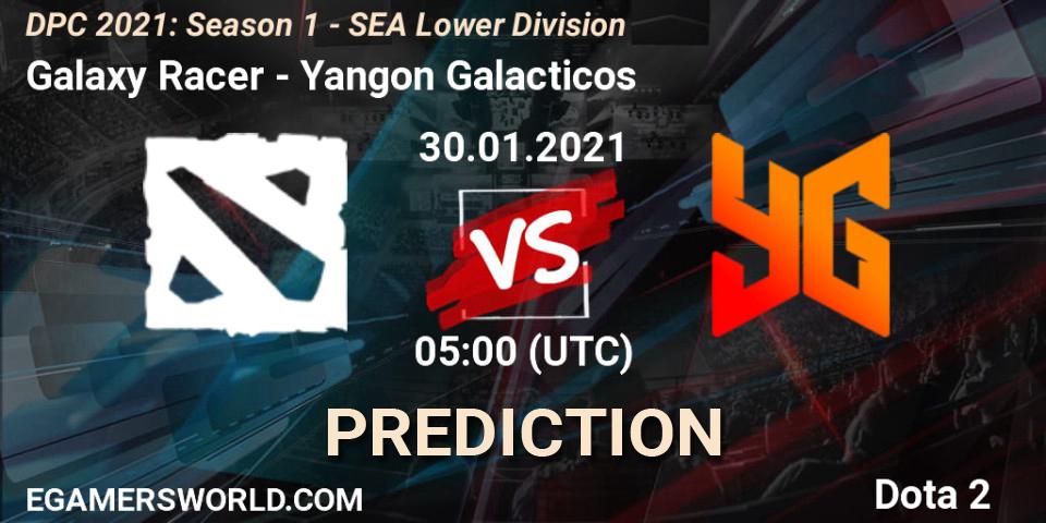 Galaxy Racer vs Yangon Galacticos: Match Prediction. 30.01.2021 at 05:01, Dota 2, DPC 2021: Season 1 - SEA Lower Division