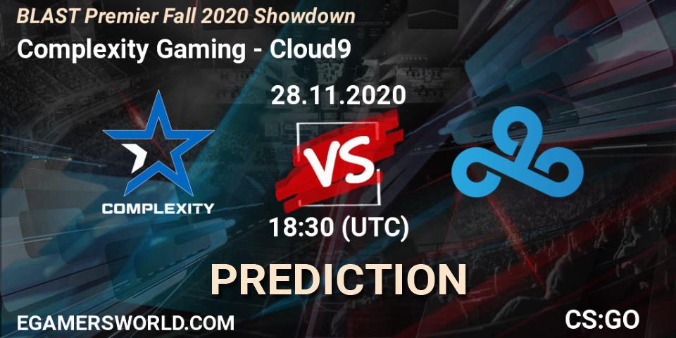 Complexity Gaming vs Cloud9: Match Prediction. 28.11.2020 at 17:50, Counter-Strike (CS2), BLAST Premier Fall 2020 Showdown