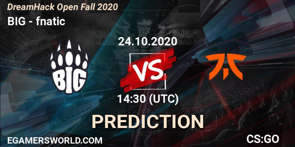 BIG vs fnatic: Match Prediction. 24.10.2020 at 14:20, Counter-Strike (CS2), DreamHack Open Fall 2020