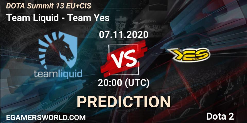 Team Liquid vs Team Yes: Match Prediction. 07.11.20, Dota 2, DOTA Summit 13: EU & CIS
