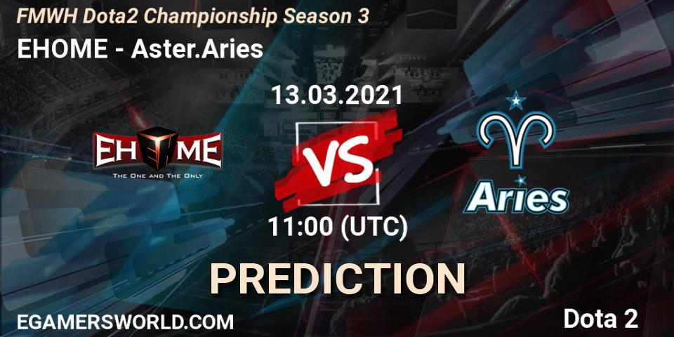 EHOME vs Aster.Aries: Match Prediction. 08.03.2021 at 11:20, Dota 2, FMWH Dota2 Championship Season 3