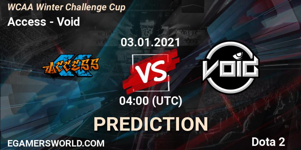 Access vs Void: Match Prediction. 03.01.21, Dota 2, WCAA Winter Challenge Cup