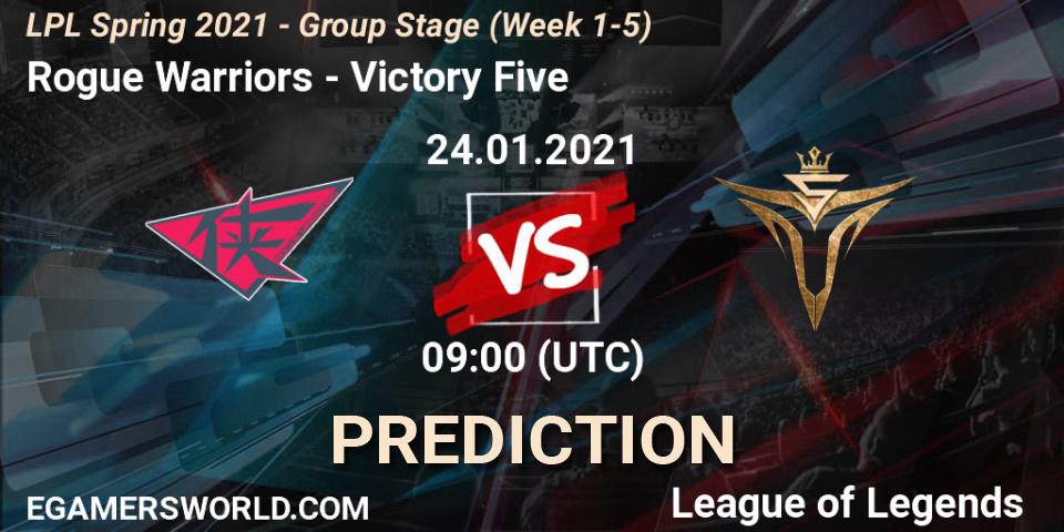 Rogue Warriors vs Victory Five: Match Prediction. 24.01.21, LoL, LPL Spring 2021 - Group Stage (Week 1-5)