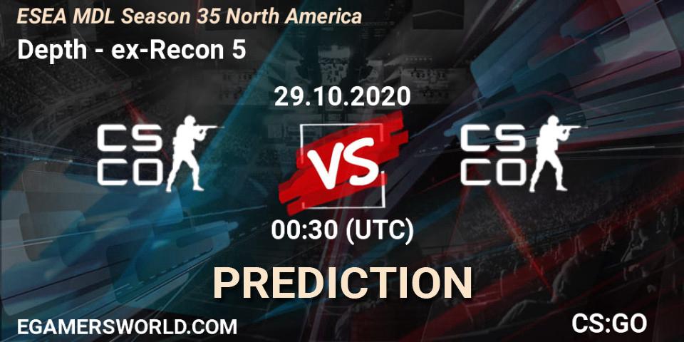 Depth vs ex-Recon 5: Match Prediction. 29.10.2020 at 00:30, Counter-Strike (CS2), ESEA MDL Season 35 North America