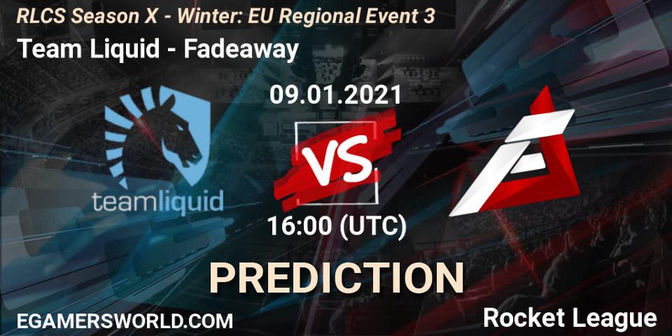 Team Liquid vs Fadeaway: Match Prediction. 09.01.2021 at 16:00, Rocket League, RLCS Season X - Winter: EU Regional Event 3