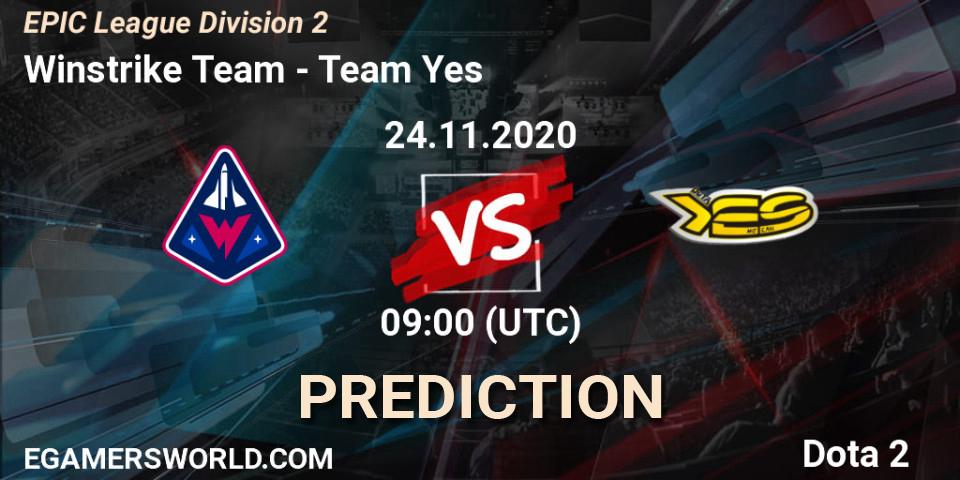 Winstrike Team vs Team Yes: Match Prediction. 24.11.20, Dota 2, EPIC League Division 2