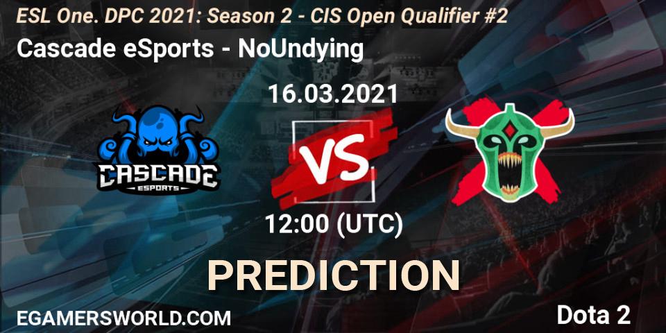 Cascade eSports vs NoUndying: Match Prediction. 16.03.2021 at 12:36, Dota 2, ESL One. DPC 2021: Season 2 - CIS Open Qualifier #2