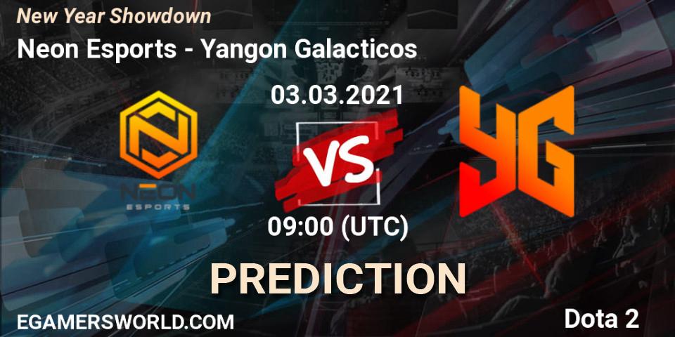 Neon Esports vs Yangon Galacticos: Match Prediction. 03.03.2021 at 09:24, Dota 2, New Year Showdown
