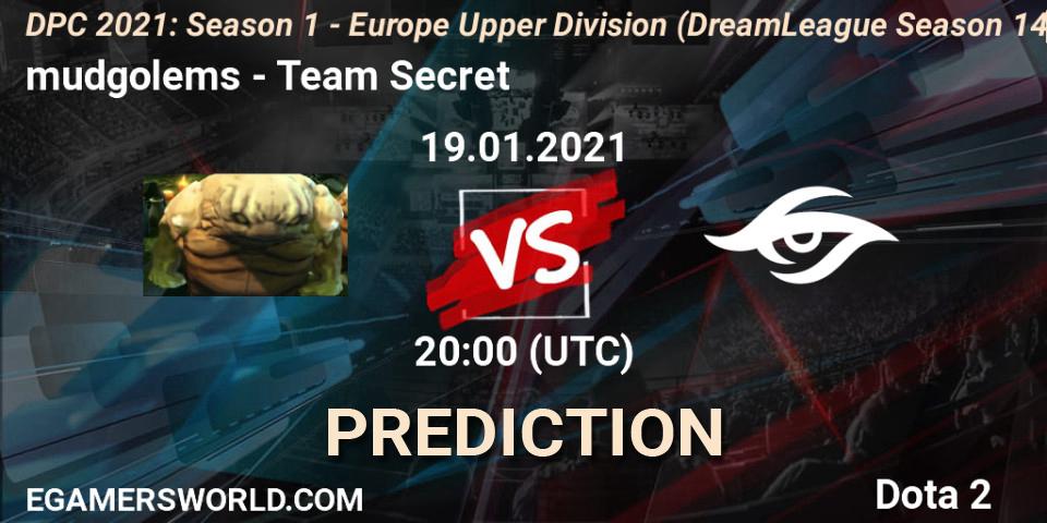 mudgolems vs Team Secret: Match Prediction. 19.01.2021 at 20:24, Dota 2, DPC 2021: Season 1 - Europe Upper Division (DreamLeague Season 14)