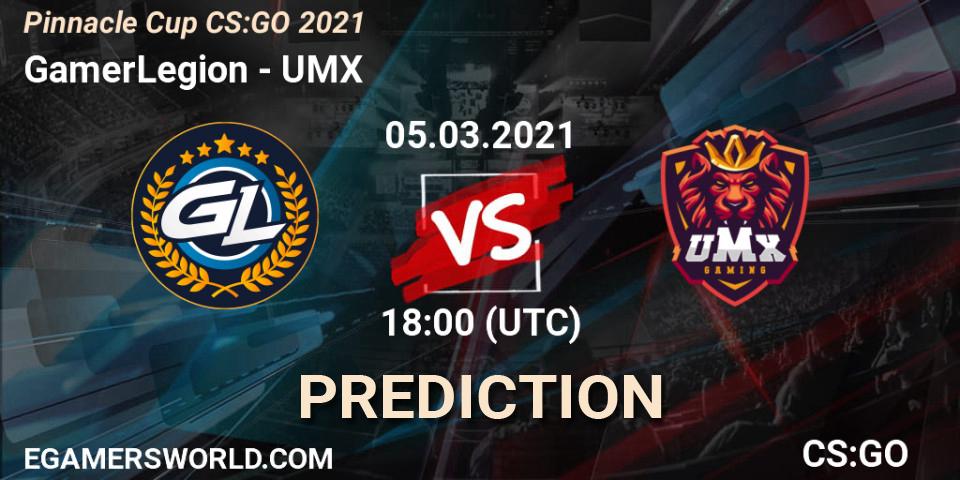 GamerLegion vs UMX: Match Prediction. 05.03.2021 at 18:00, Counter-Strike (CS2), Pinnacle Cup #1