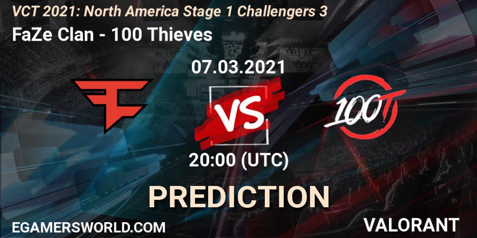 FaZe Clan vs 100 Thieves: Match Prediction. 07.03.2021 at 20:00, VALORANT, VCT 2021: North America Stage 1 Challengers 3