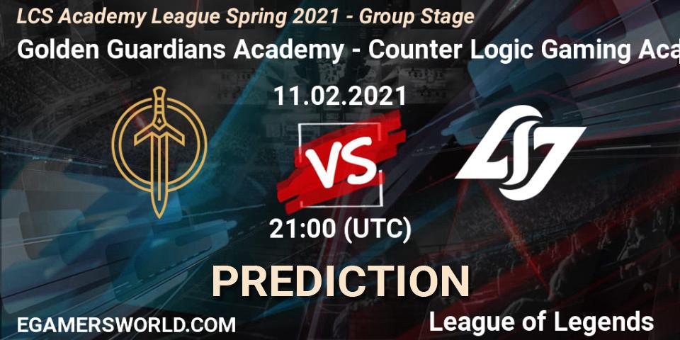 Golden Guardians Academy vs Counter Logic Gaming Academy: Match Prediction. 11.02.2021 at 21:00, LoL, LCS Academy League Spring 2021 - Group Stage