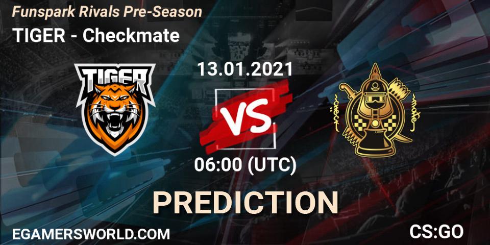 TIGER vs Checkmate: Match Prediction. 13.01.2021 at 06:00, Counter-Strike (CS2), Funspark Rivals Pre-Season