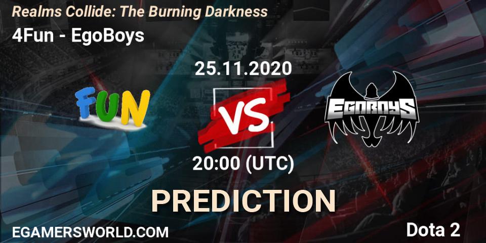 4Fun vs EgoBoys: Match Prediction. 25.11.2020 at 20:10, Dota 2, Realms Collide: The Burning Darkness